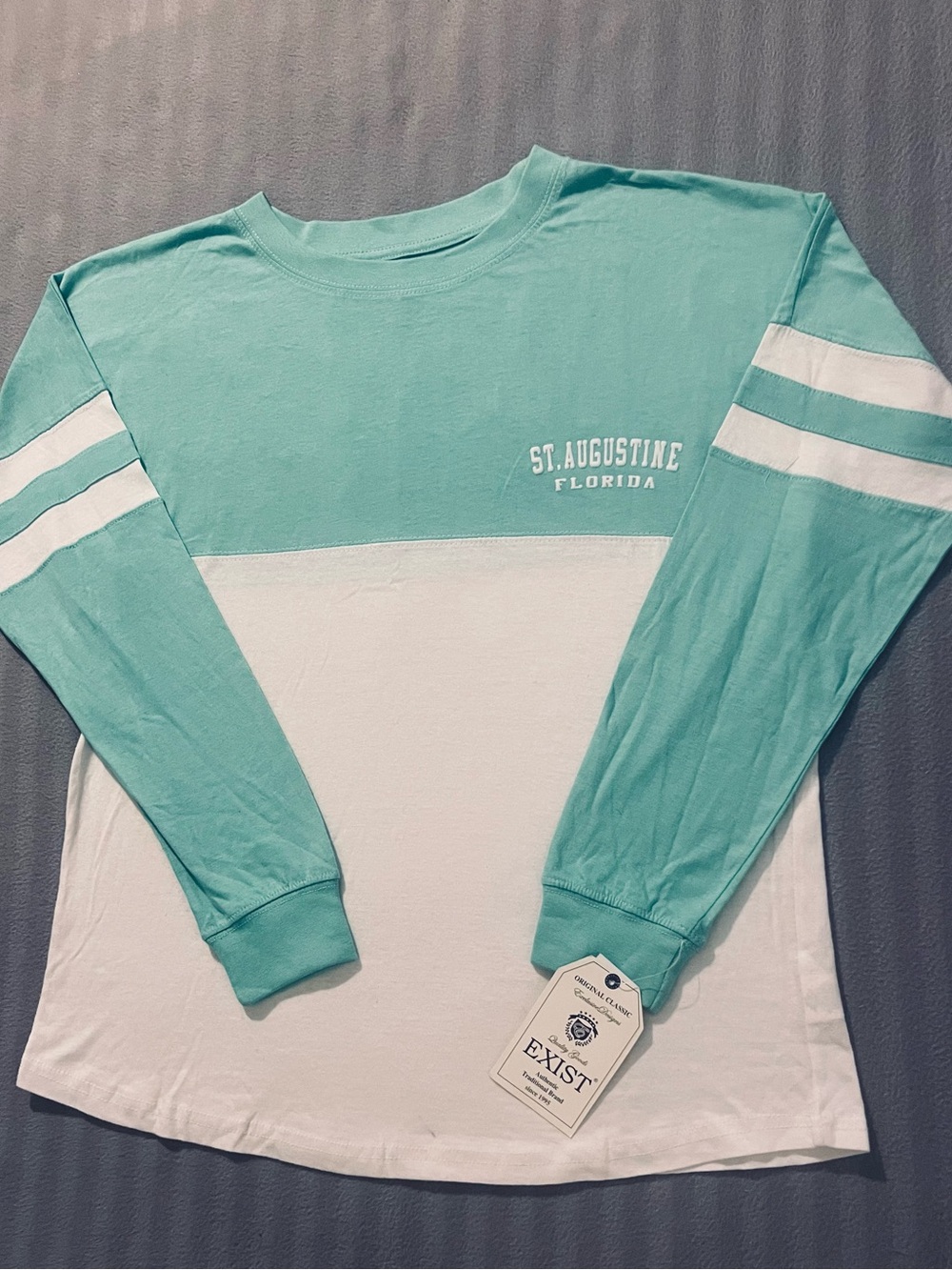 Exist Mint Green & White Colorblock Long Sleeve Tee